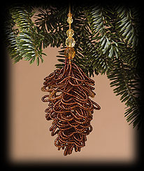 Copper Bead Pine Cone Ornament Boyds Bear