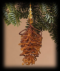 Gold Bead Pinecone Ornament Boyds Bear