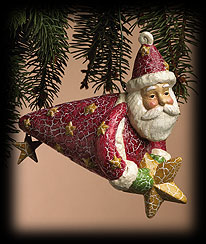 Primitive Flying Santa Ornament Boyds Bear