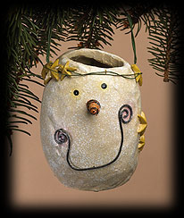 Sisal Snowman Basket Ornament Boyds Bear