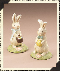 Vintage Easter Egg Hunt Bunny Figurine Set Boyds Bear