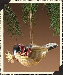Wooden Bird Ornament W/scarf Boyds Bear
